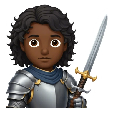 knight with sword. black wavy hair sticker