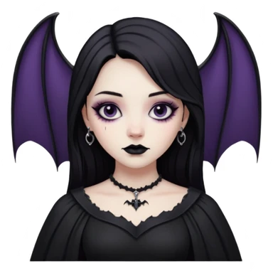 A girl with a goth vampire look in a goth dress with long bat sleeves sticker