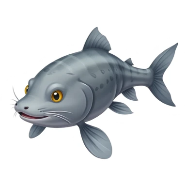 A catfish with big whiskers is swimming. sticker