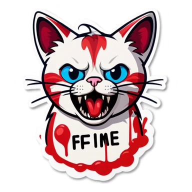 Cat bleeding saying I’m fine sticker