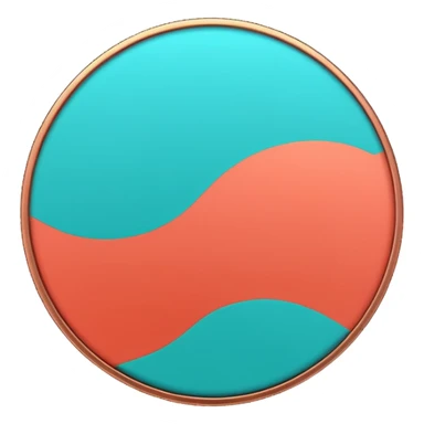 
One  Rotate 55 degree  coin color in in gradient of turquoise, blue, pink, purple, and coral 3d sticker