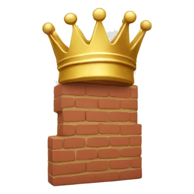 a brick with gold crown sticker