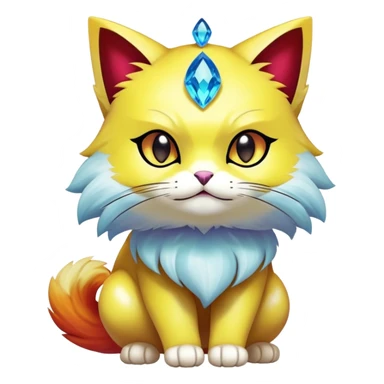Shiny Elemental Exotic Persian-Delcatty-Pokémon-Fakémon-hybrid-creature (full body) sticker