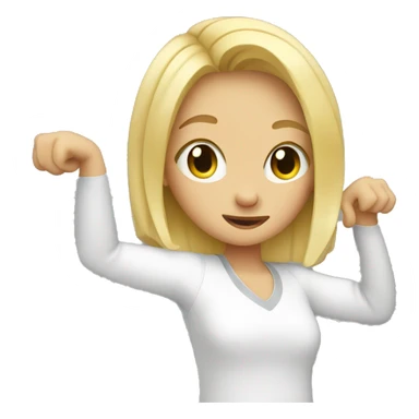 girl with blond hair dabbing  sticker