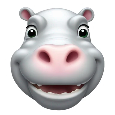 white happy hippopotamus head sticker