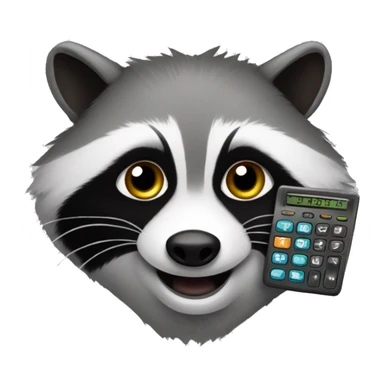 Racoon with a calculator sticker