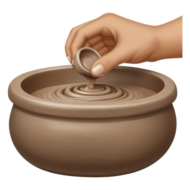 single hand scooping on the side of a blob of clay on a silver pottery wheel sticker