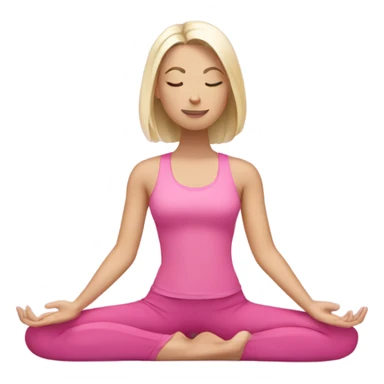 White woman with silver and blond hair doing yoga in pink clothes sticker
