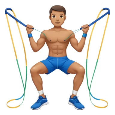 fit man with blue shorts resistance bands exercises sticker