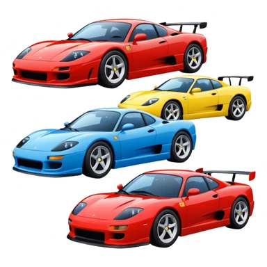 group of 4 sport cars in different composition sticker