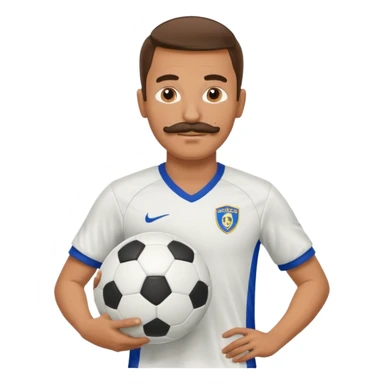man soccer player with mustache holding soccer ball sticker