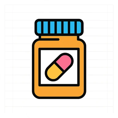 pill bottle icon, minimal, clean lines, modern icon style sticker