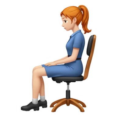 ginger woman with bad posture on chair from the side sticker