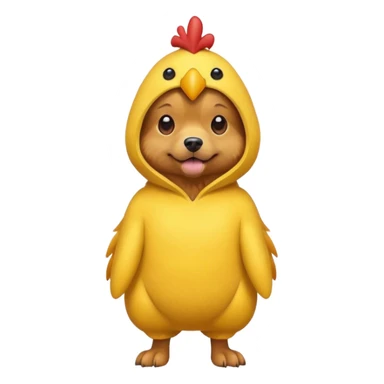 Dog wearing a chicken suit sticker