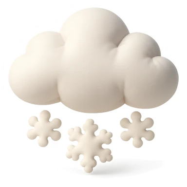 plush snow cloud with falling snowflakes, soft edges, cute and soft, cushion style sticker