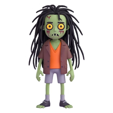 creepy boy zombie, black medium-long dreadlocks, emo vibe, dark and spooky look sticker