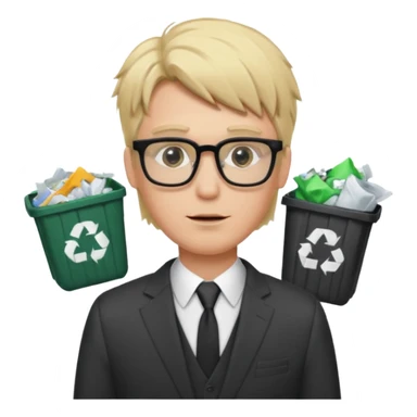 Blonde man with square glasses and suit, trash on hair sticker