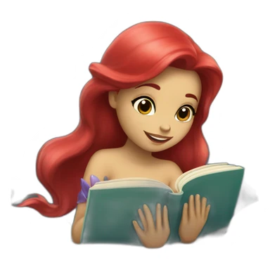 Little mermaid reading a book sticker