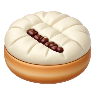 Red bean paste bun Dousha Bao with visible filling, simplified emoji style with bold outlines and bright colors, cartoon style sweet Chinese steamed bun sticker