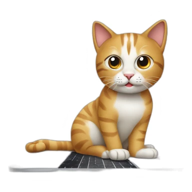 cat with macbook sticker