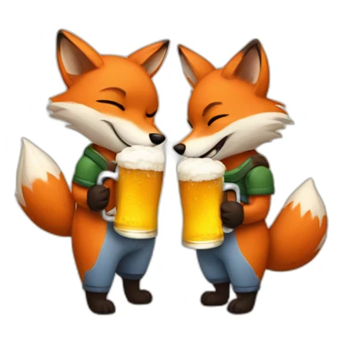 Couple of foxes hugging with a beer sticker