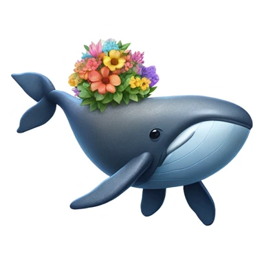 A rock whale raising flowers sticker