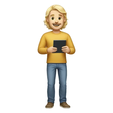 blonde dad tall full body holding tablet sticker