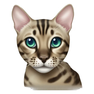Seal Bengal cat with Blue eyes + charcoal Sepia bengal cat with Green eyes sitting  sticker