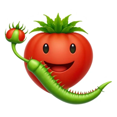 hybrid fusion of tomato and venus flytrap emoji sticker