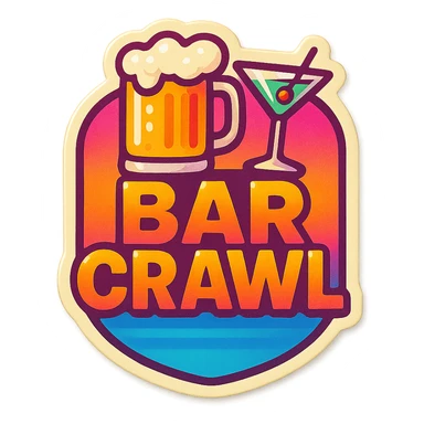 a sticker of a bar crawl badge sticker