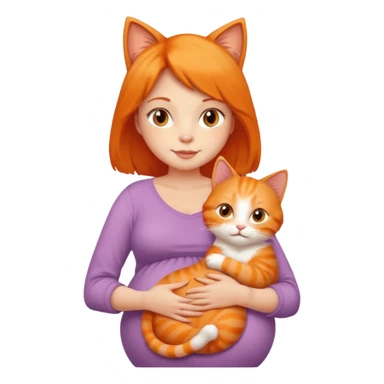 pregnant woman with orange cat sticker