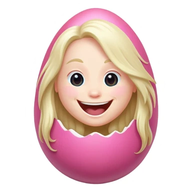Pink Easter egg with long hair, laughing sticker