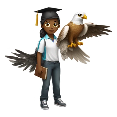 student with falcon and university hat  sticker