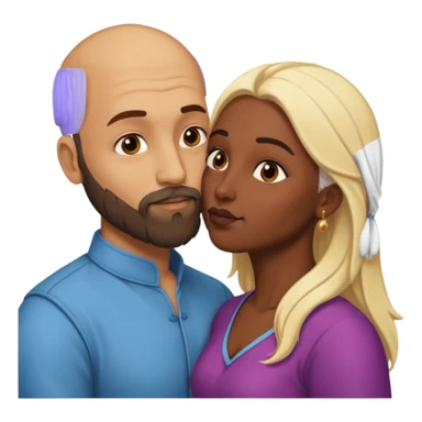 Naked, Indian, bald man with a beard kissing naked blonde fit woman sticker