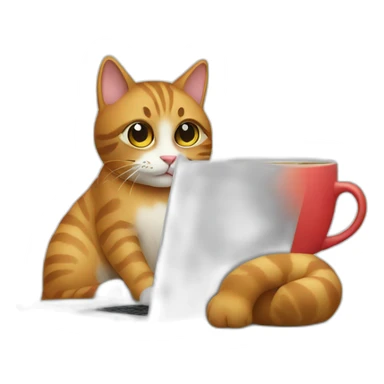 cat's laptop and coffee sticker