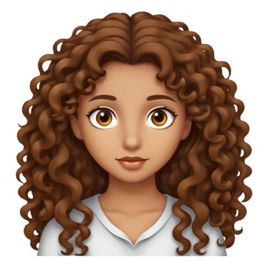 Niña de pelo rizado largo marrón y ojos marrones, piel canela sticker