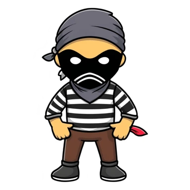cartoon bandit wearing bandana mask and striped shirt sticker
