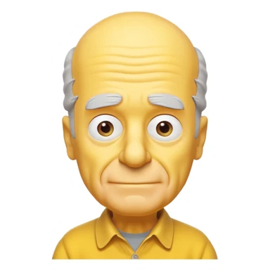 A 3D cartoon close-up portrait of an elderly yellow character styled like Grandpa Simpson, bald head with few tufts of hair, expressive wrinkles, yellow skin and shirt, Memoji-style lighting, matching Simpsons family design. sticker
