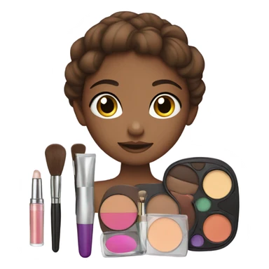 Makeup kit and Brown hair girl sticker