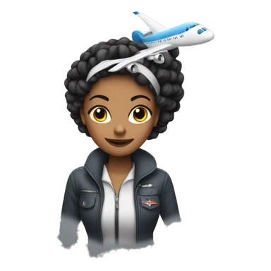 Bold girl with a plane taking off her head  sticker