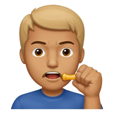 Man putting his fist in his mouth sticker