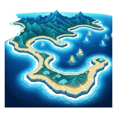 futuristic sea map  a route  sticker