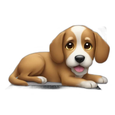 dog coding on a macbook sticker