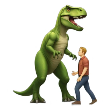 t-rex and man who do a foot sticker
