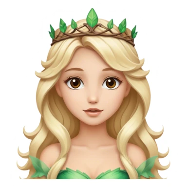 Luxury blonde model, brown eyes, soft sleek wavy hair, woodland fairy princess sticker