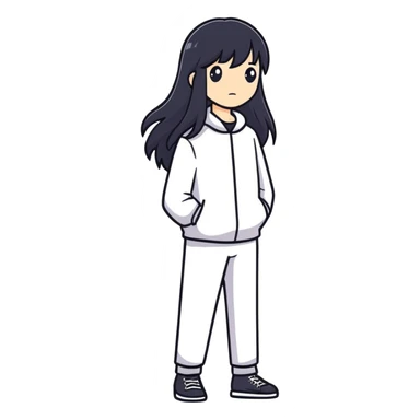 Me with black long hair sticker
