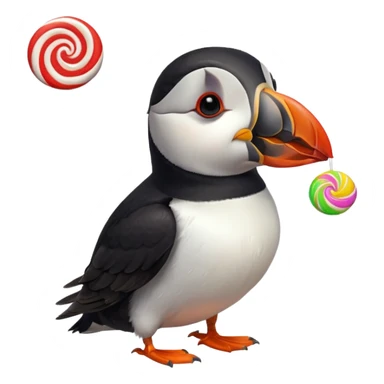 Puffin eating lollipop sticker
