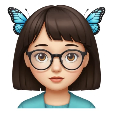 girl whit glasses, bangs and butterfly cut  sticker