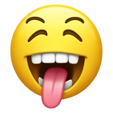 yellow smiley face, mouth open, uvula visible, funny sticker