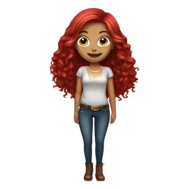 charming girl with long length deep red hair and bling  sticker